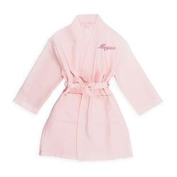 Pink Waffle Cotton LITTLE Girl's Robe with Pockets