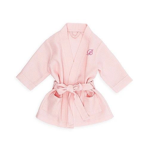 Embroidered Baby Girl's Robe with Pockets