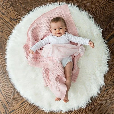 Cotton Knit Baby Blanket Name and Birthdate Le Chic Designs