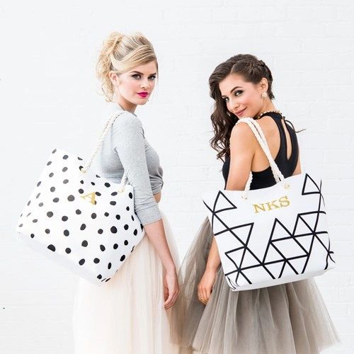 Polka Dot Canvas Tote