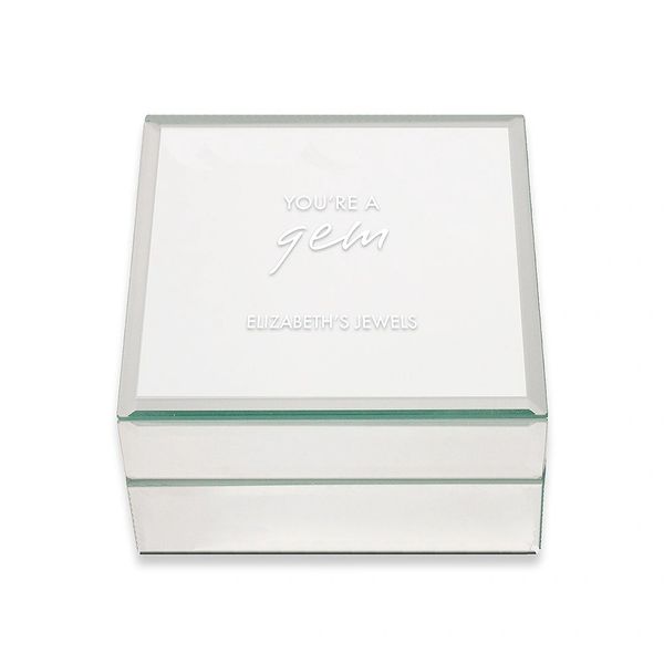 Small Personalized Mirrored Jewelry Box-You're a Gem