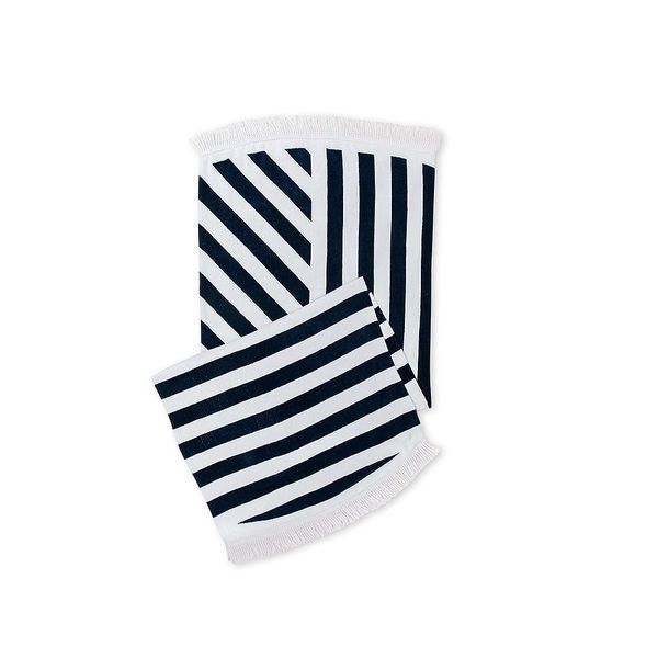 Navy & White Striped Large Beach Towel