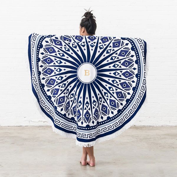 Blue & White Mandala Large Beach Towel