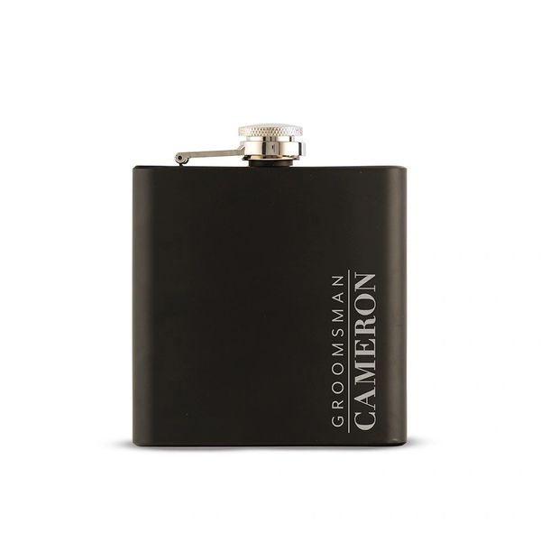 Black Engraved Flask-Groomsman