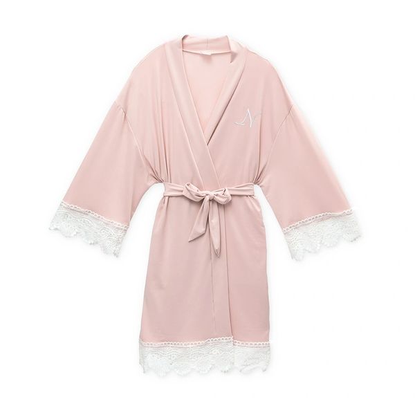 Personalized Jersey Knit Big Girl Robe-Blush Pink