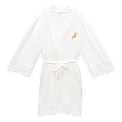 Personalized Jersey Knit Ladies Robe White