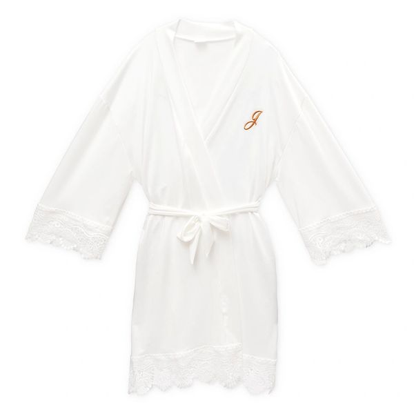 Personalized Jersey Knit Ladies Robe White