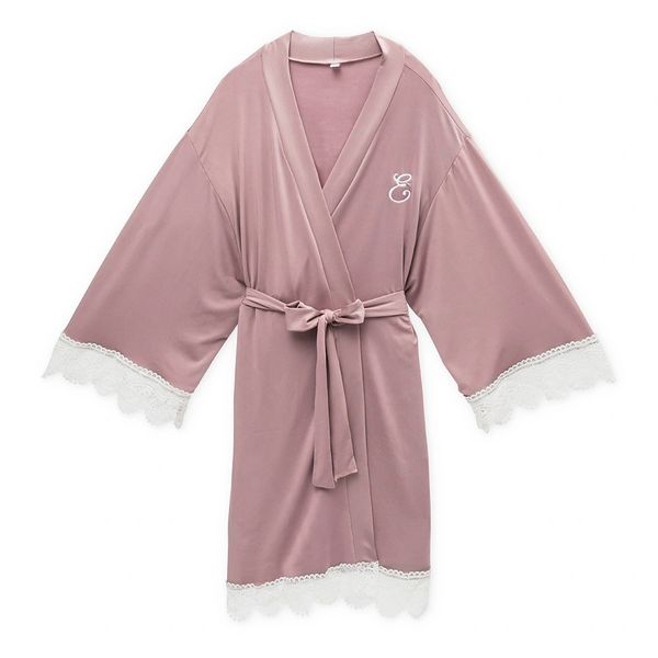 Personalized Jersey Knit Ladies Robe Mauve