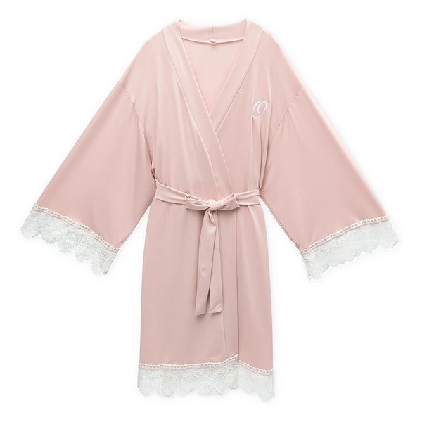 Personalized Jersey Knit Ladies Robe Blush