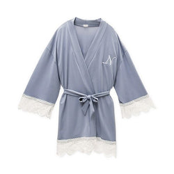 Personalized Jersey Knit Mignon Girl Robe-Powder Blue