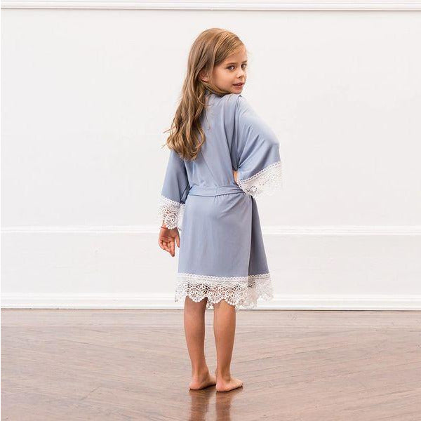 Personalized Jersey Knit Mignon Girl Robe-Powder Blue