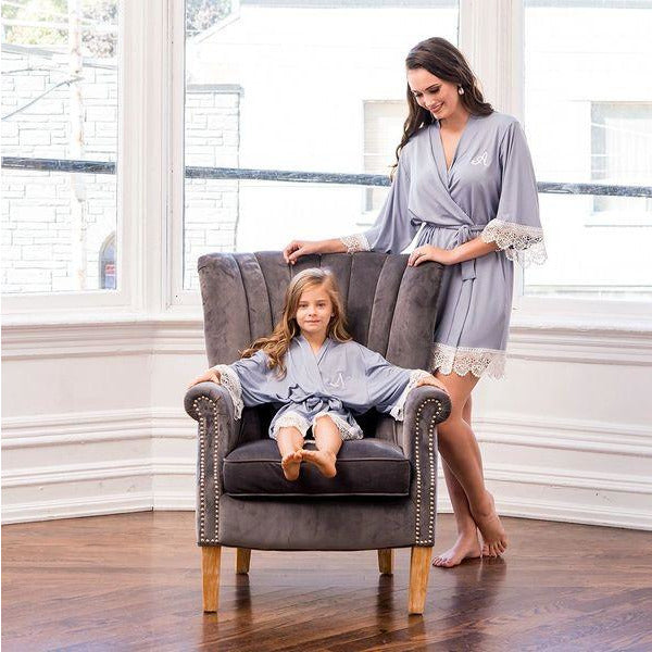 Personalized Jersey Knit Mignon Girl Robe-Powder Blue