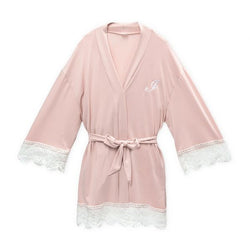 Personalized Jersey Knit Mignon Girl Robe-Blush Pink