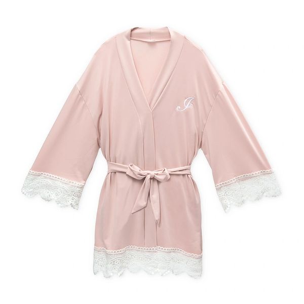 Personalized Jersey Knit Mignon Girl Robe-Blush Pink
