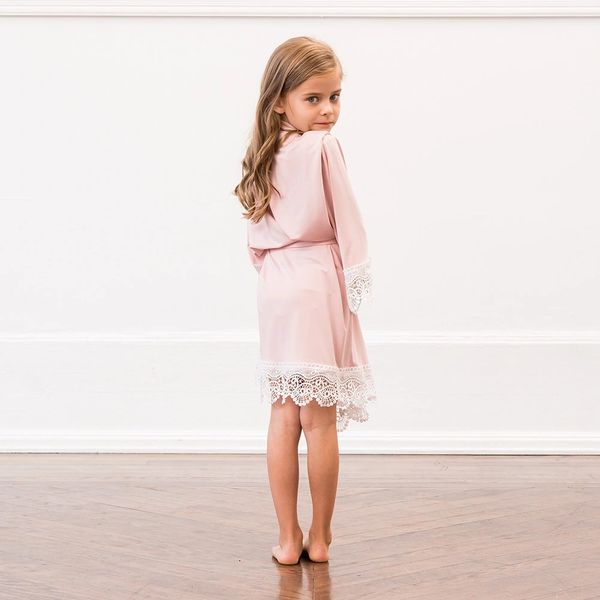 Personalized Jersey Knit Mignon Girl Robe-Blush Pink