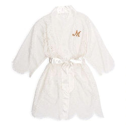 Lola Embroidered Bridal Lace Wedding Robe-White