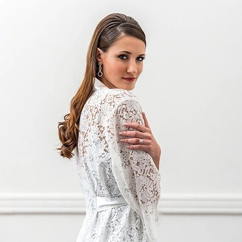 Lola Embroidered Bridal Lace Wedding Robe-White