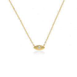 Gold Vermeil Evil Eye necklace with white cubic zirconia