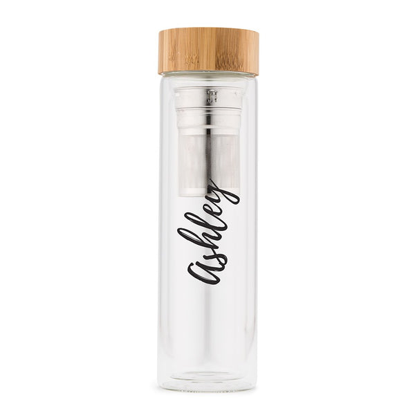 Glass Tea Infuser Travel Cup-Calligraphy