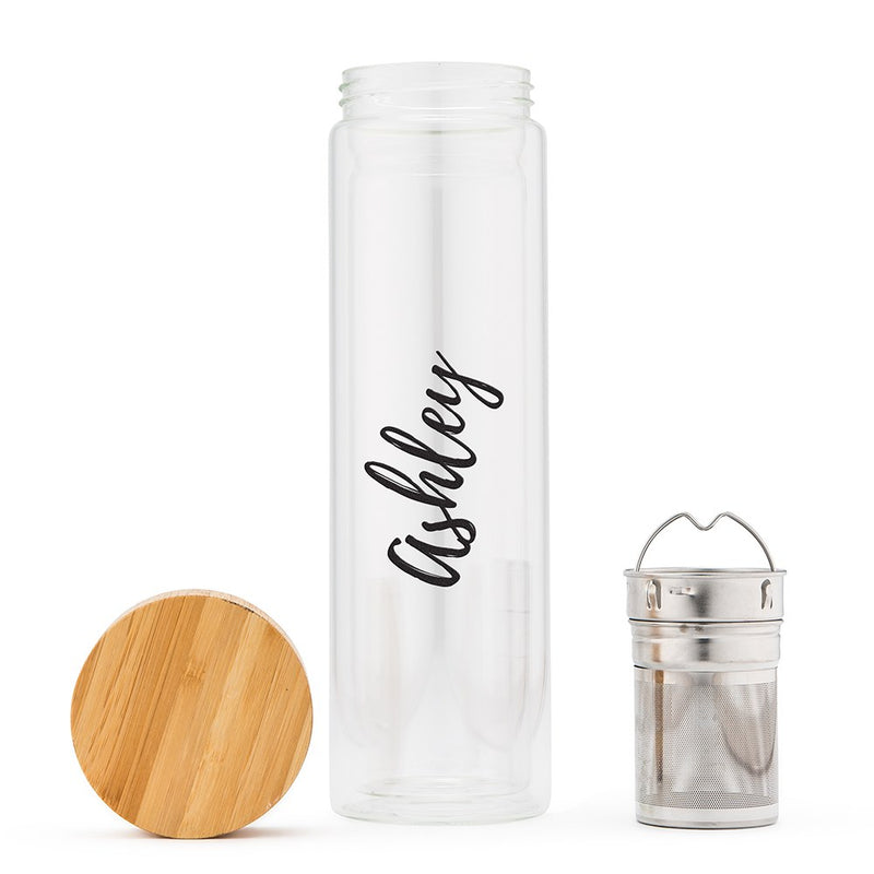 Glass Tea Infuser Travel Cup-Calligraphy