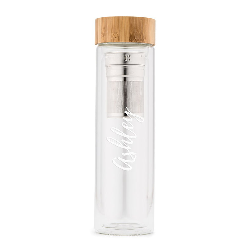 Glass Tea Infuser Travel Cup-Calligraphy