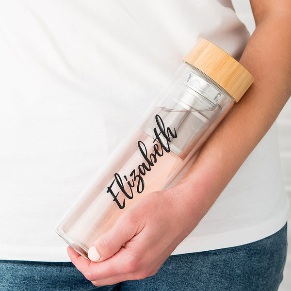 Glass Tea Infuser Travel Cup-Calligraphy