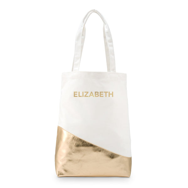 Gold & White Tote Canvas Bag