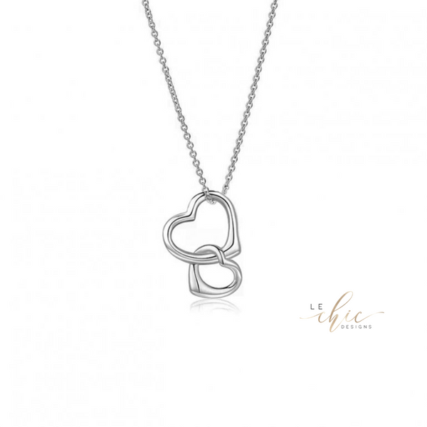 Two Hearts Intertwined necklace-Sterling Silver